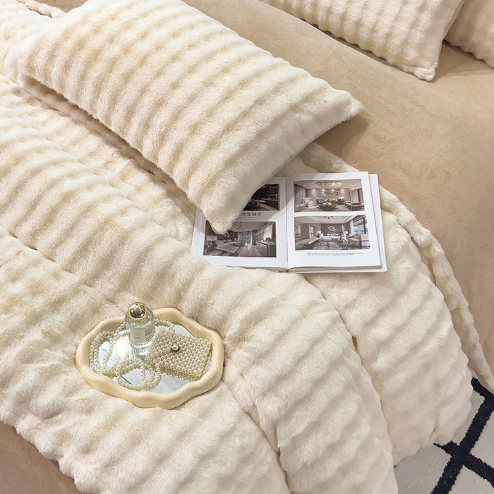 91家纺网 家纺一手货源 找家纺 （总）摩妮卡 2025新款加厚大泡泡兔毛牛奶绒四件套