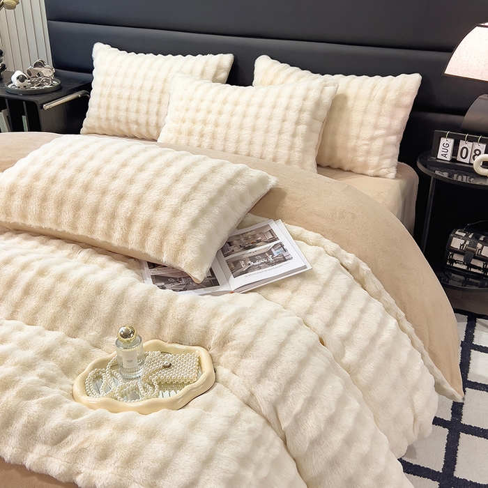 91家纺网 家纺一手货源 找家纺 （总）摩妮卡 2025新款加厚大泡泡兔毛牛奶绒四件套