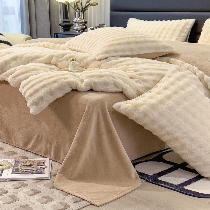 91家纺网 家纺一手货源 找家纺 （总）摩妮卡 2025新款加厚大泡泡兔毛牛奶绒四件套