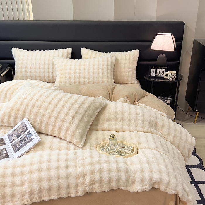 91家纺网 家纺一手货源 找家纺 （总）摩妮卡 2025新款加厚大泡泡兔毛牛奶绒四件套