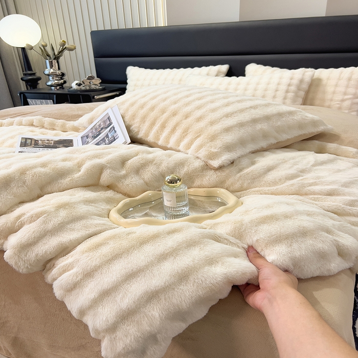 91家纺网 家纺一手货源 找家纺 （总）摩妮卡 2025新款加厚大泡泡兔毛牛奶绒四件套