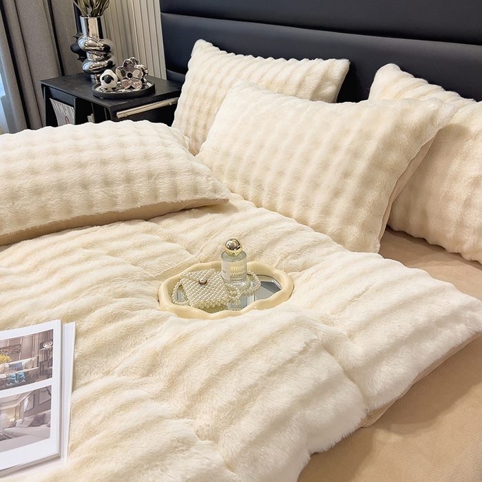 91家纺网 家纺一手货源 找家纺 （总）摩妮卡 2025新款加厚大泡泡兔毛牛奶绒四件套