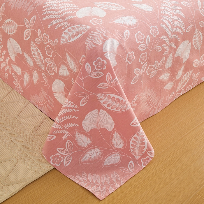 91家纺网 家纺一手货源 找家纺 青泽家纺 2025年新款老粗布床单原棉三枚缎卡老粗布凉席三件套亚麻棉麻床单枕套 叶落