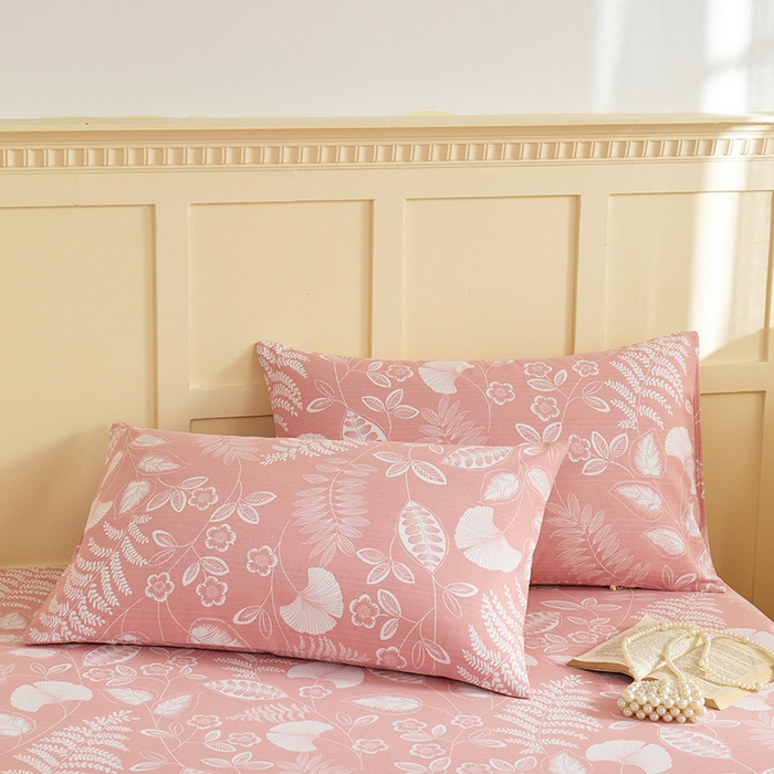 91家纺网 家纺一手货源 找家纺 青泽家纺 2025年新款老粗布床单原棉三枚缎卡老粗布凉席三件套亚麻棉麻床单枕套 叶落