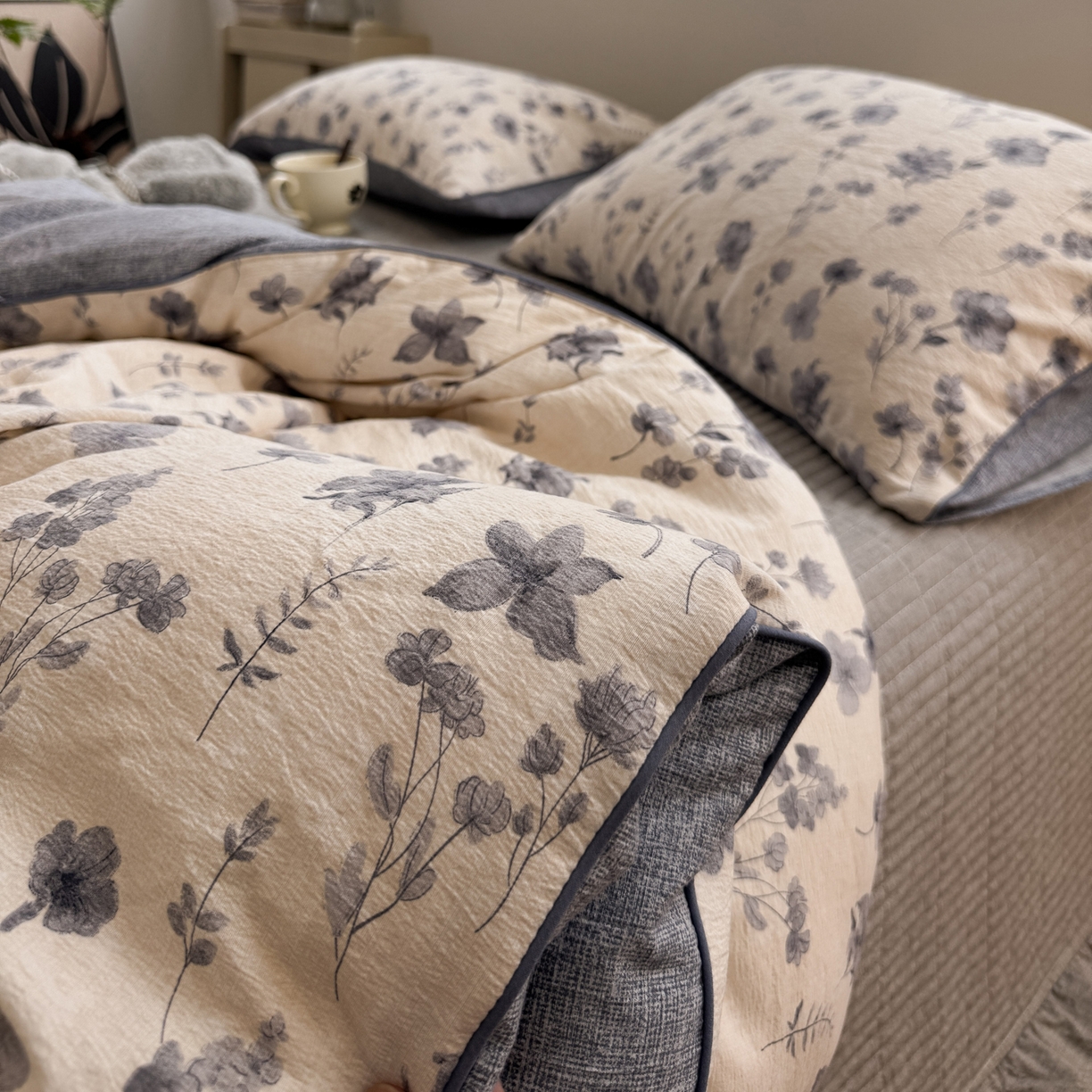 91家纺网 家纺一手货源 找家纺 （总）一加一 2025新款双层纱印花大豆抗菌冬被被子被芯