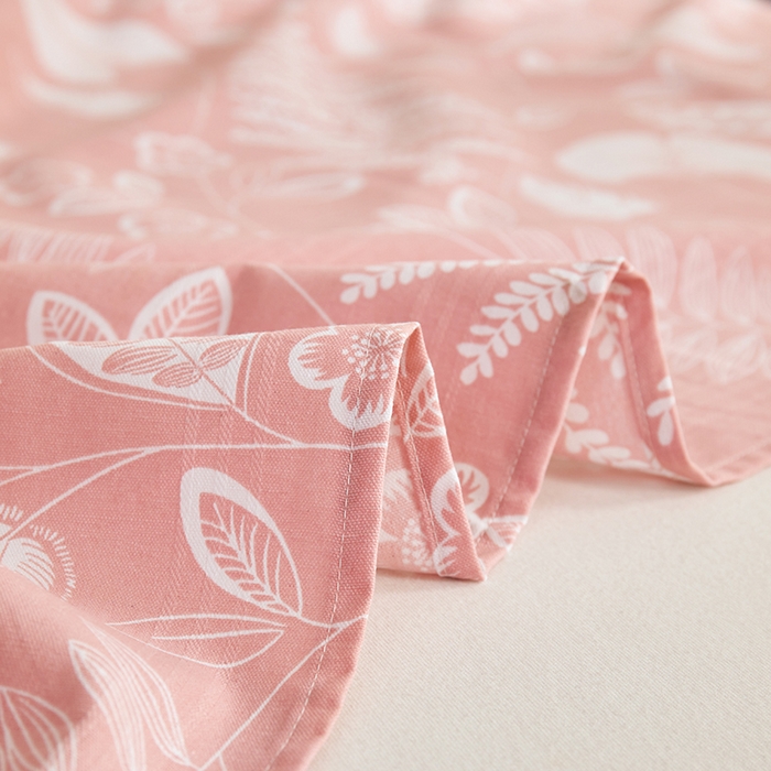 91家纺网 家纺一手货源 找家纺 青泽家纺 2025年新款老粗布床单原棉三枚缎卡老粗布凉席三件套亚麻棉麻床单枕套 叶落