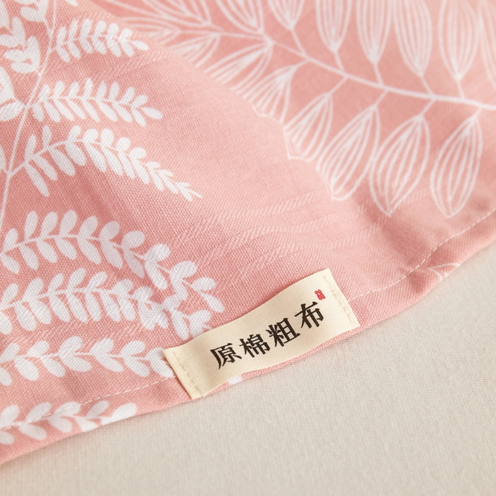 91家纺网 家纺一手货源 找家纺 青泽家纺 2025年新款老粗布床单原棉三枚缎卡老粗布凉席三件套亚麻棉麻床单枕套 叶落