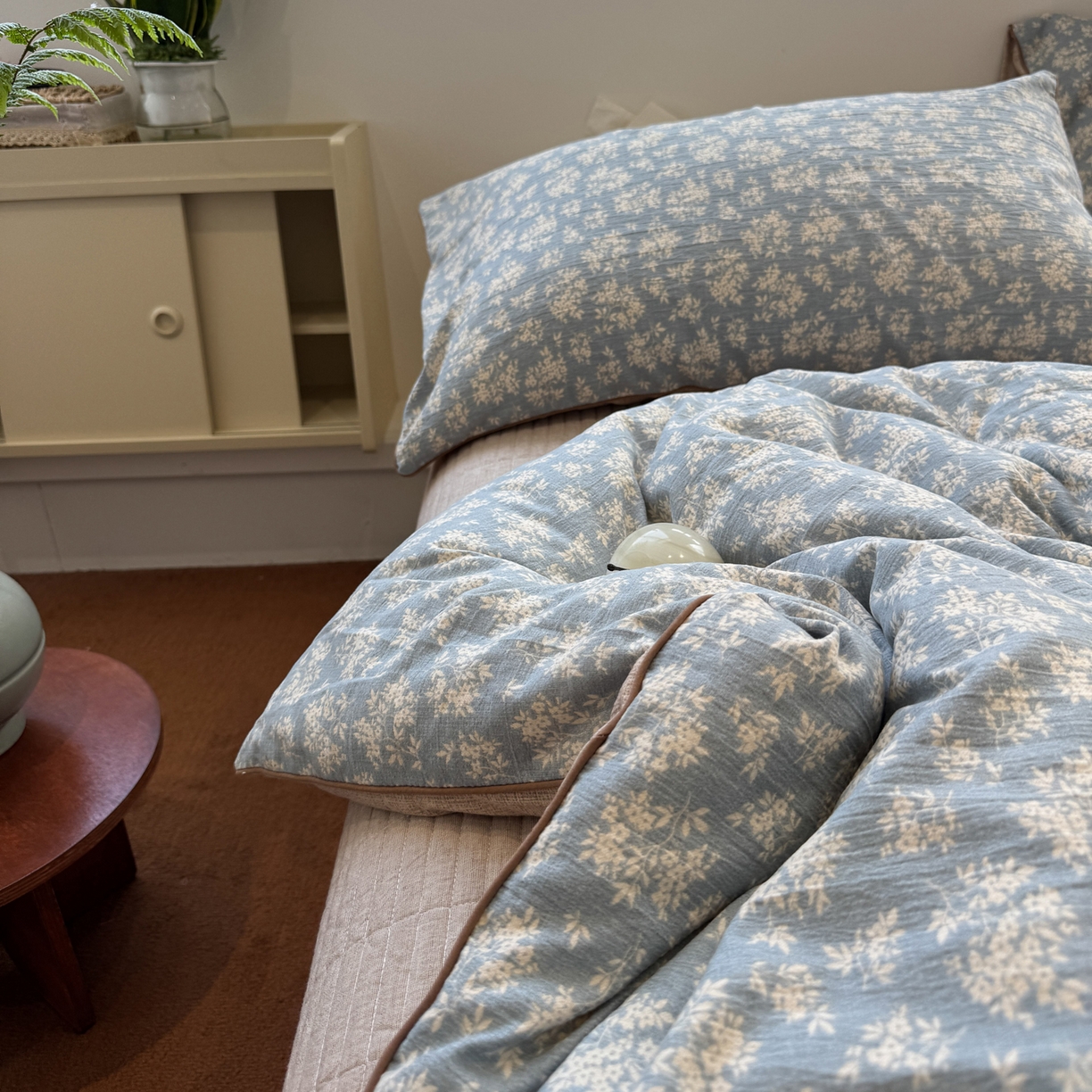 91家纺网 家纺一手货源 找家纺 一加一 2025新款双层纱印花大豆抗菌冬被被子被芯 南星