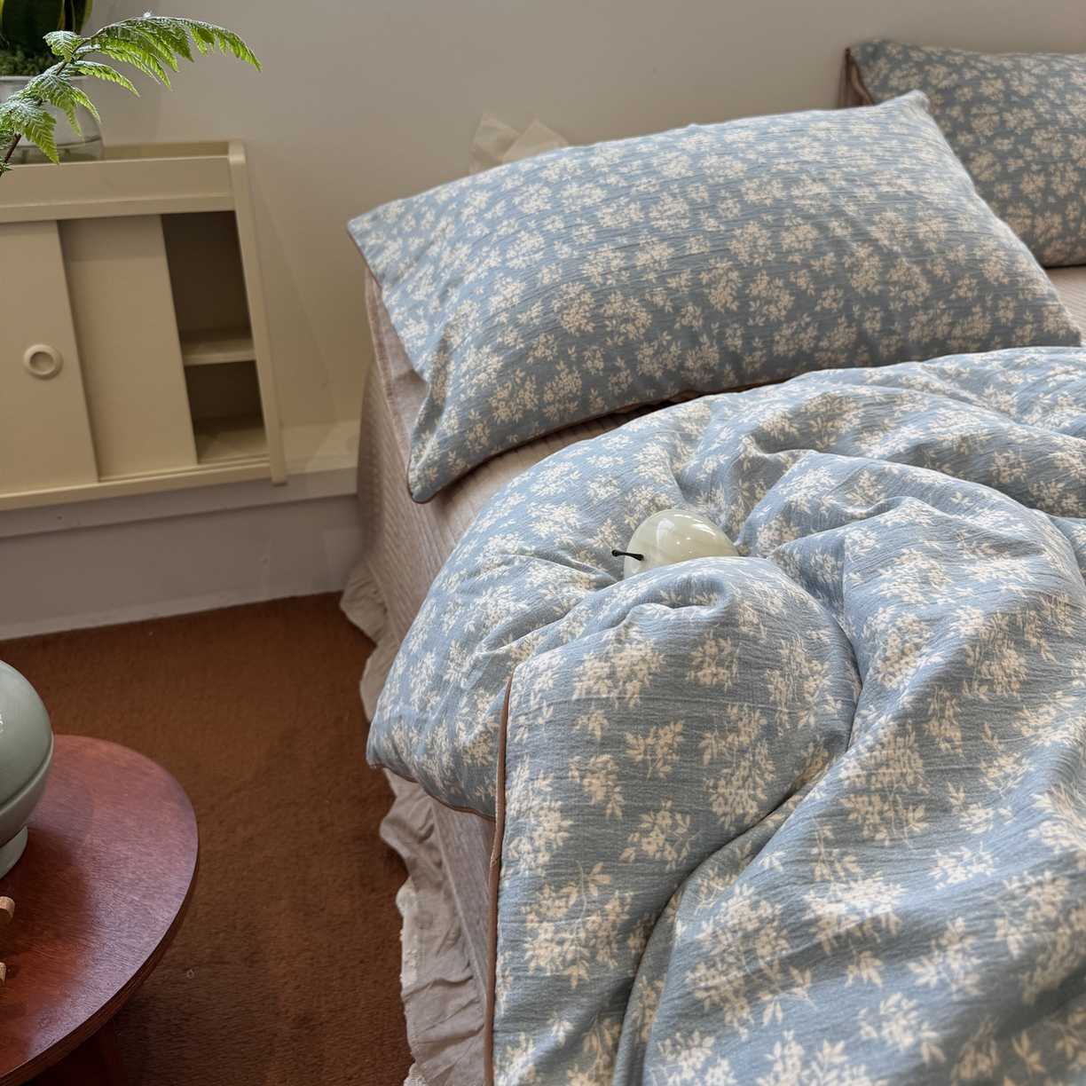 91家纺网 家纺一手货源 找家纺 一加一 2025新款双层纱印花大豆抗菌冬被被子被芯 南星