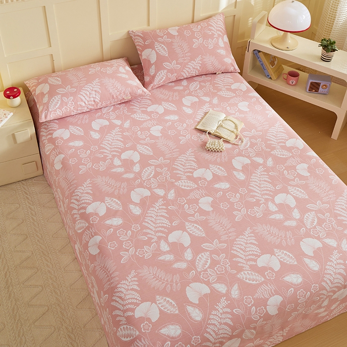 91家纺网 家纺一手货源 找家纺 青泽家纺 2025年新款老粗布床单原棉三枚缎卡老粗布凉席三件套亚麻棉麻床单枕套 叶落