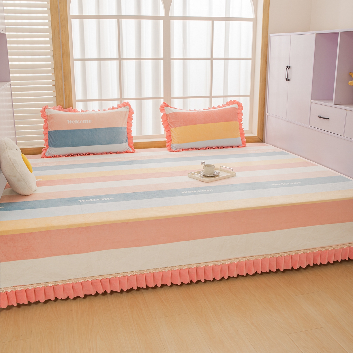 91家纺网 家纺一手货源 找家纺 手艺人家纺 2025新款宝宝绒复合牛奶绒炕盖 JHK56