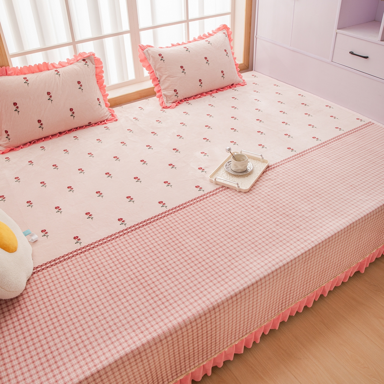 91家纺网 家纺一手货源 找家纺 手艺人家纺 2025新款宝宝绒复合牛奶绒炕盖 JHK50