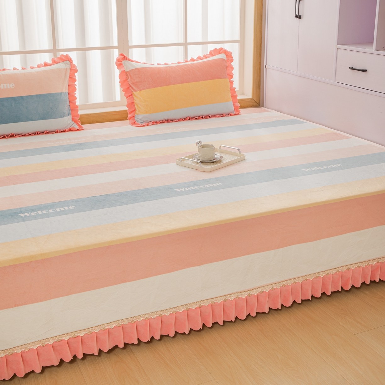 91家纺网 家纺一手货源 找家纺 手艺人家纺 2025新款宝宝绒复合牛奶绒炕盖 JHK56