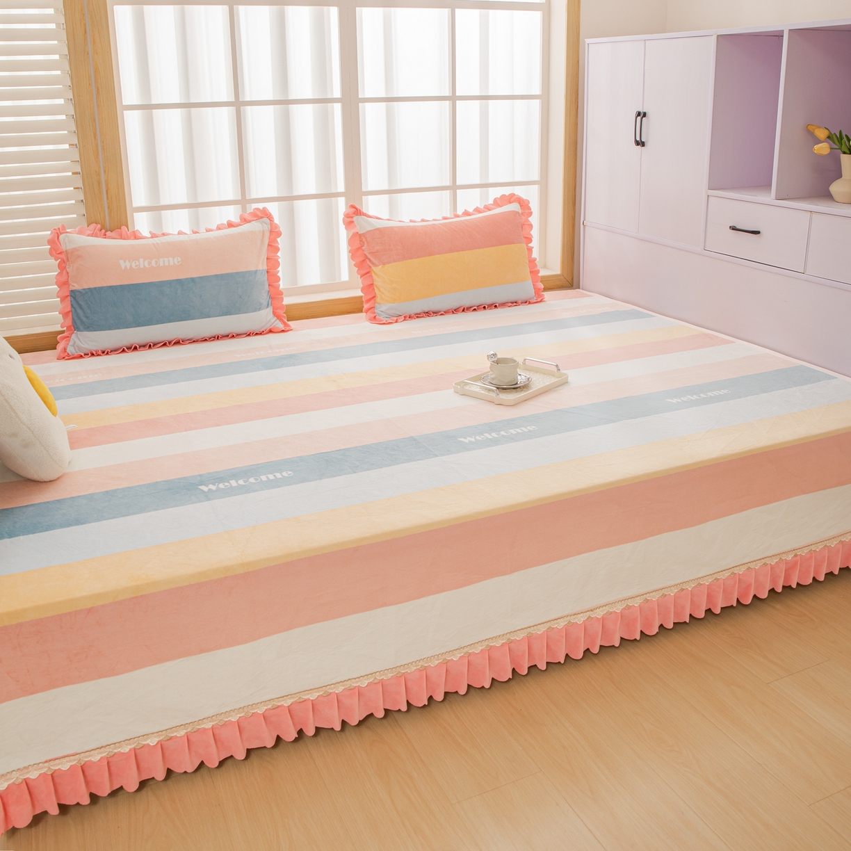 91家纺网 家纺一手货源 找家纺 手艺人家纺 2025新款宝宝绒复合牛奶绒炕盖 JHK56