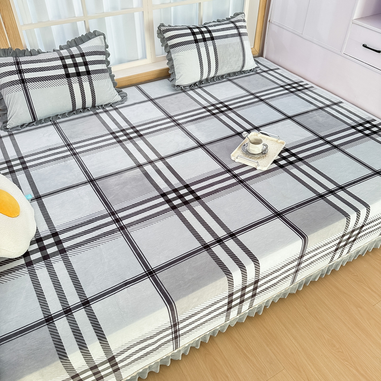 91家纺网 家纺一手货源 找家纺 手艺人家纺 2025新款宝宝绒复合牛奶绒炕盖 JHK32