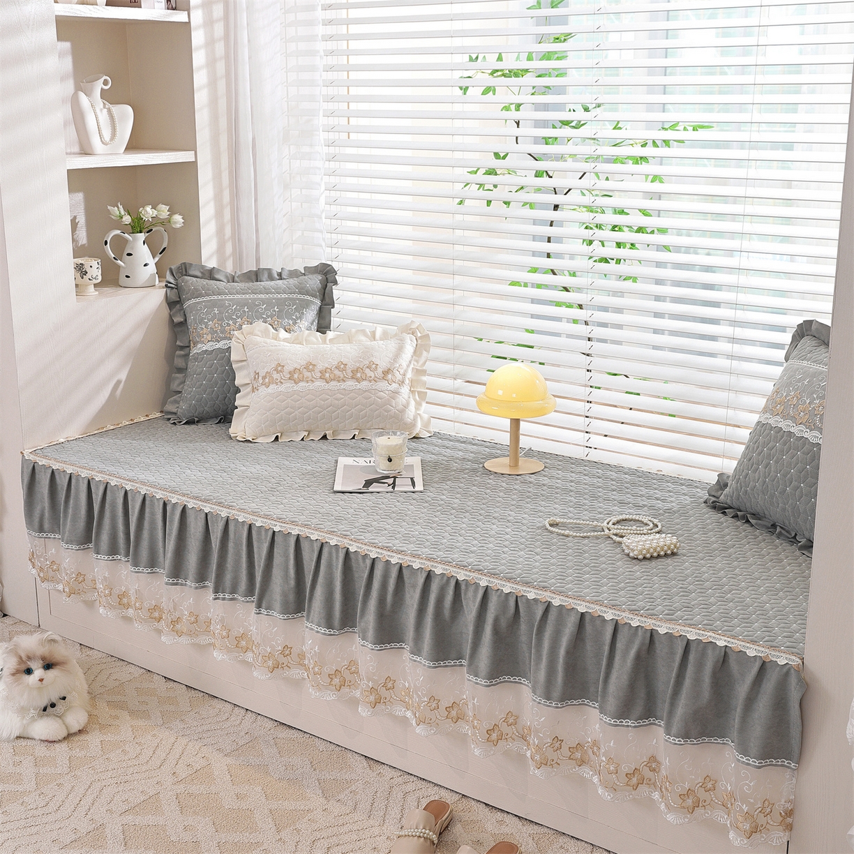 共鸣沙发垫 2025新款羊毛尼飘窗垫 羊毛尼灰色