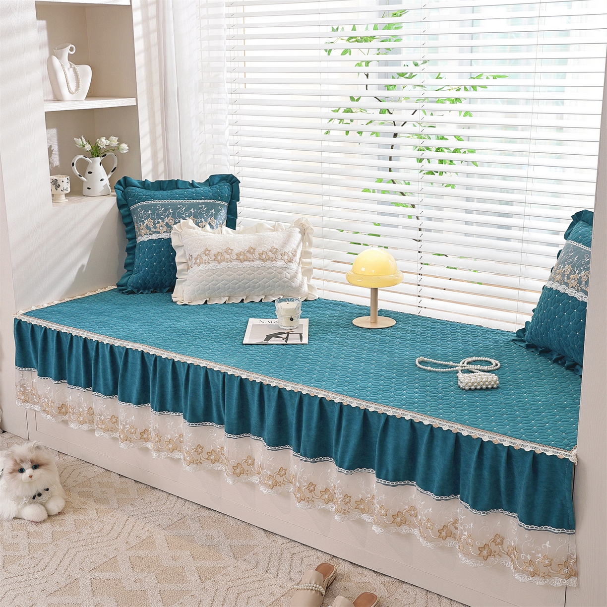 共鸣沙发垫 2025新款羊毛尼飘窗垫 羊毛尼绿色