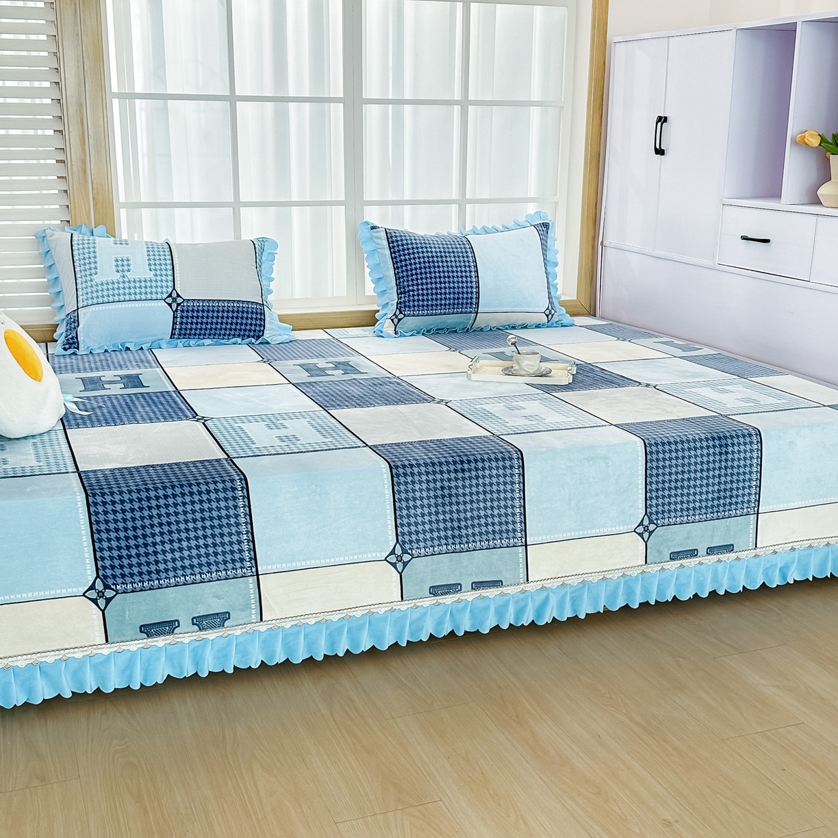 91家纺网 家纺一手货源 找家纺 手艺人家纺 2025新款宝宝绒复合牛奶绒炕盖 JHK29