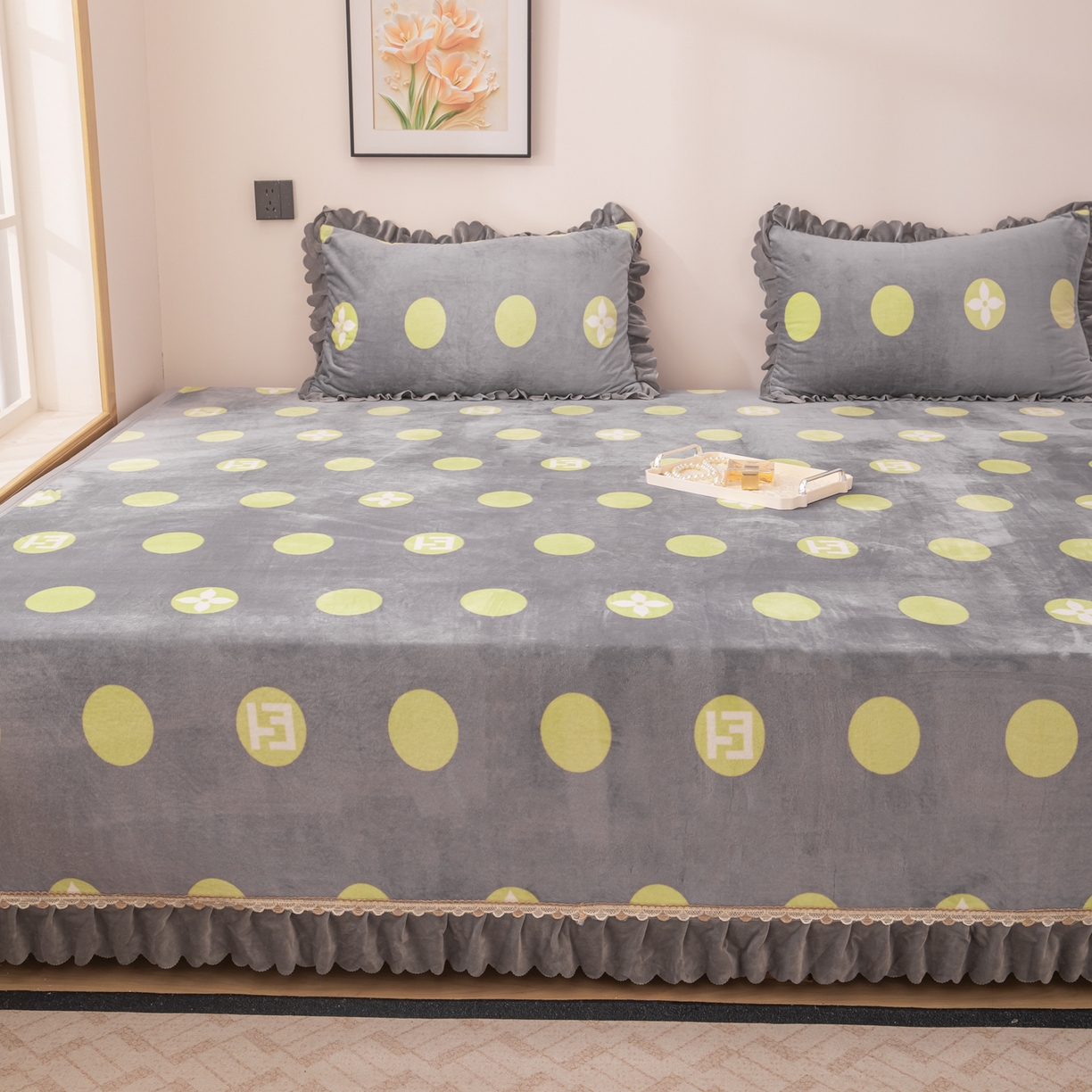 91家纺网 家纺一手货源 找家纺 手艺人家纺 2025新款宝宝绒复合牛奶绒炕盖 JHK63