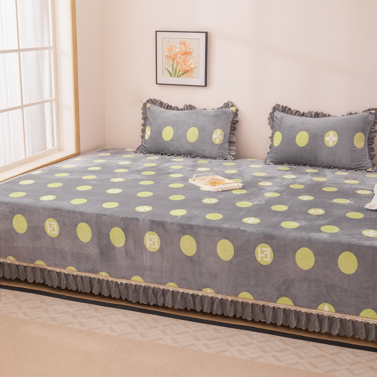 91家纺网 家纺一手货源 找家纺 手艺人家纺 2025新款宝宝绒复合牛奶绒炕盖 JHK63