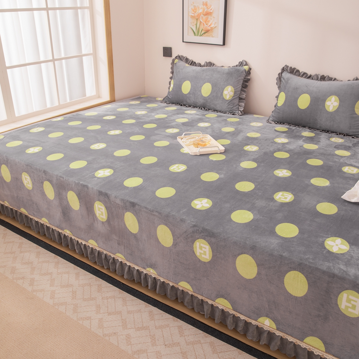 91家纺网 家纺一手货源 找家纺 手艺人家纺 2025新款宝宝绒复合牛奶绒炕盖 JHK63