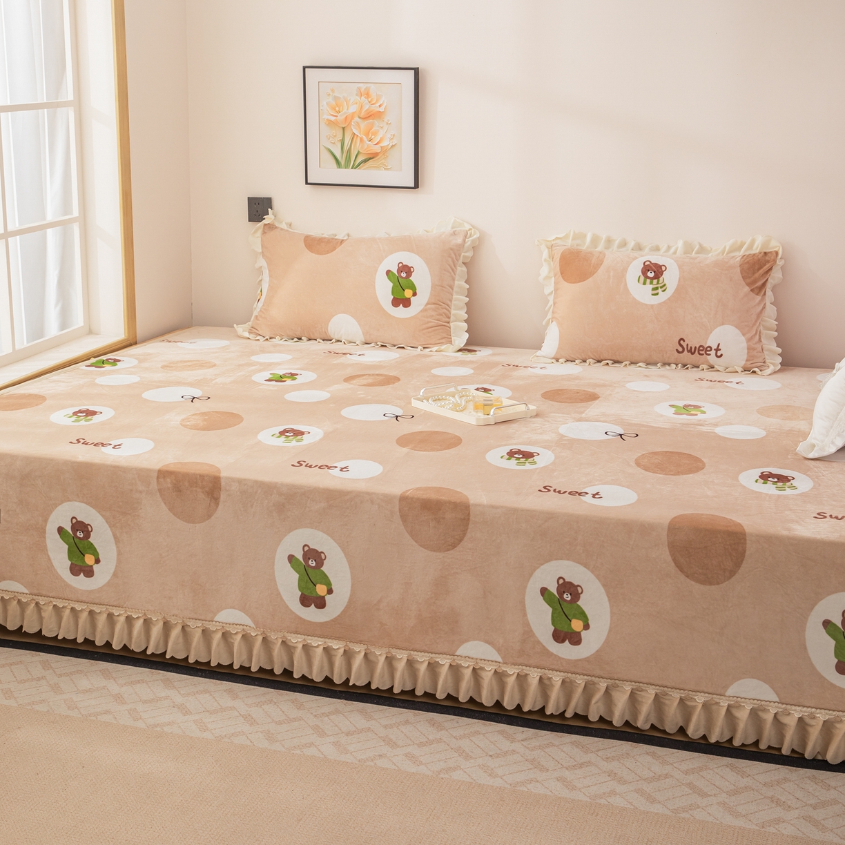 91家纺网 家纺一手货源 找家纺 手艺人家纺 2025新款宝宝绒复合牛奶绒炕盖 JHK65