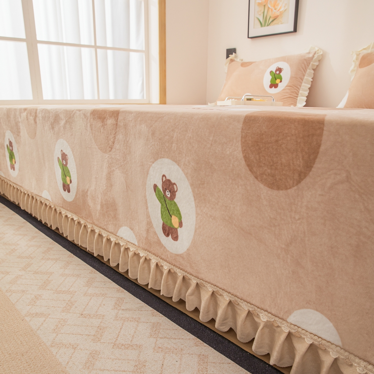 91家纺网 家纺一手货源 找家纺 手艺人家纺 2025新款宝宝绒复合牛奶绒炕盖 JHK65