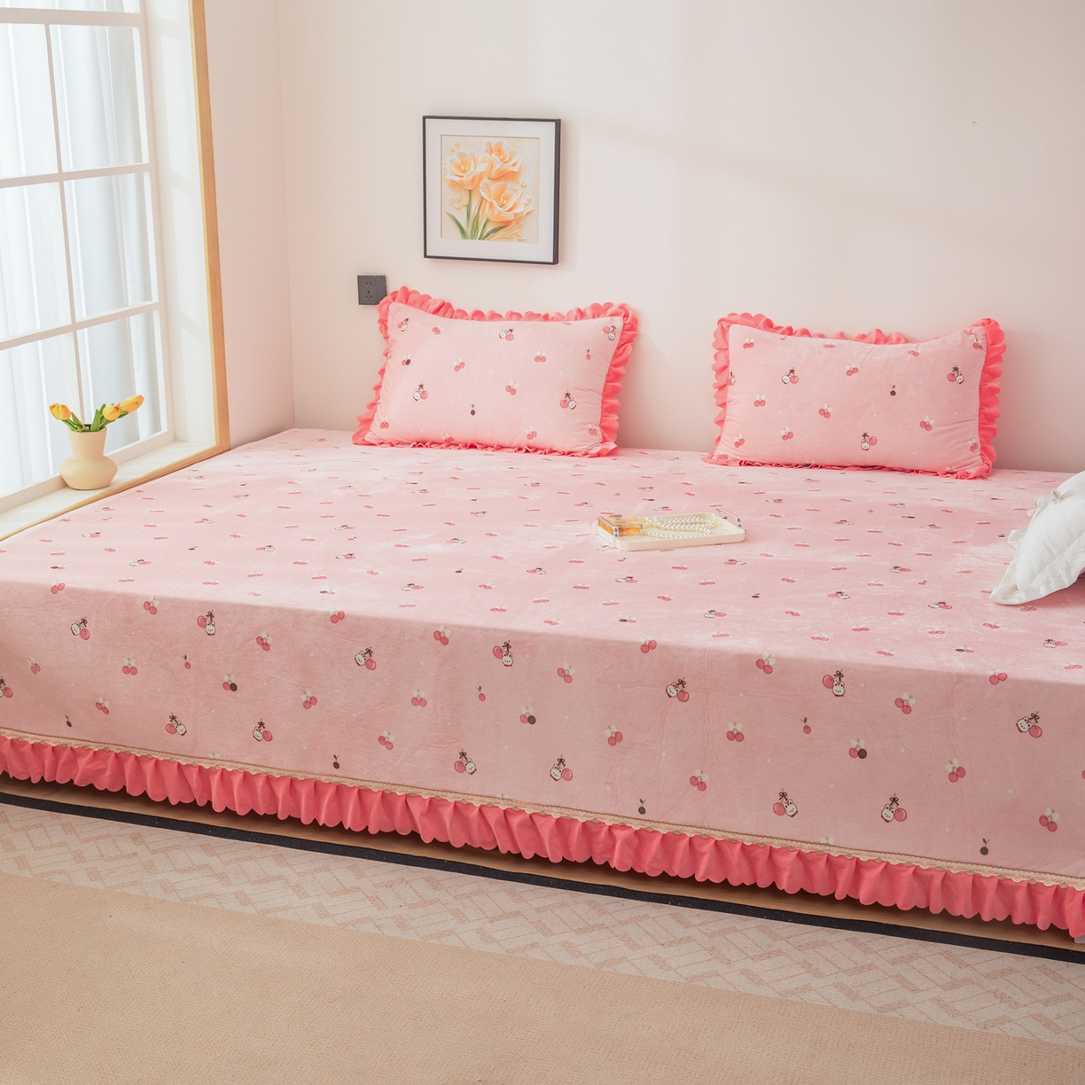 91家纺网 家纺一手货源 找家纺 手艺人家纺 2025新款宝宝绒复合牛奶绒炕盖 JHK68