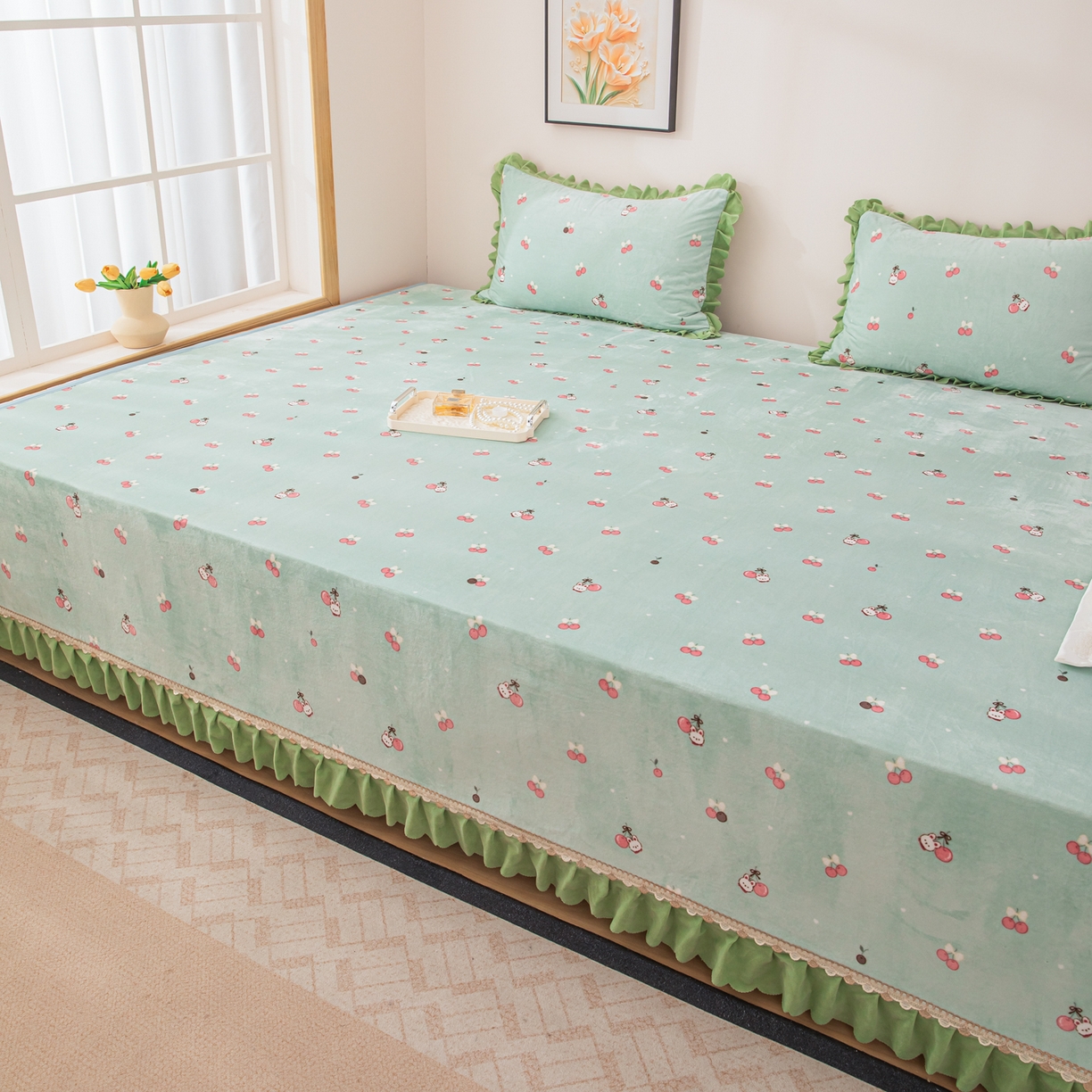 91家纺网 家纺一手货源 找家纺 手艺人家纺 2025新款宝宝绒复合牛奶绒炕盖 JHK60