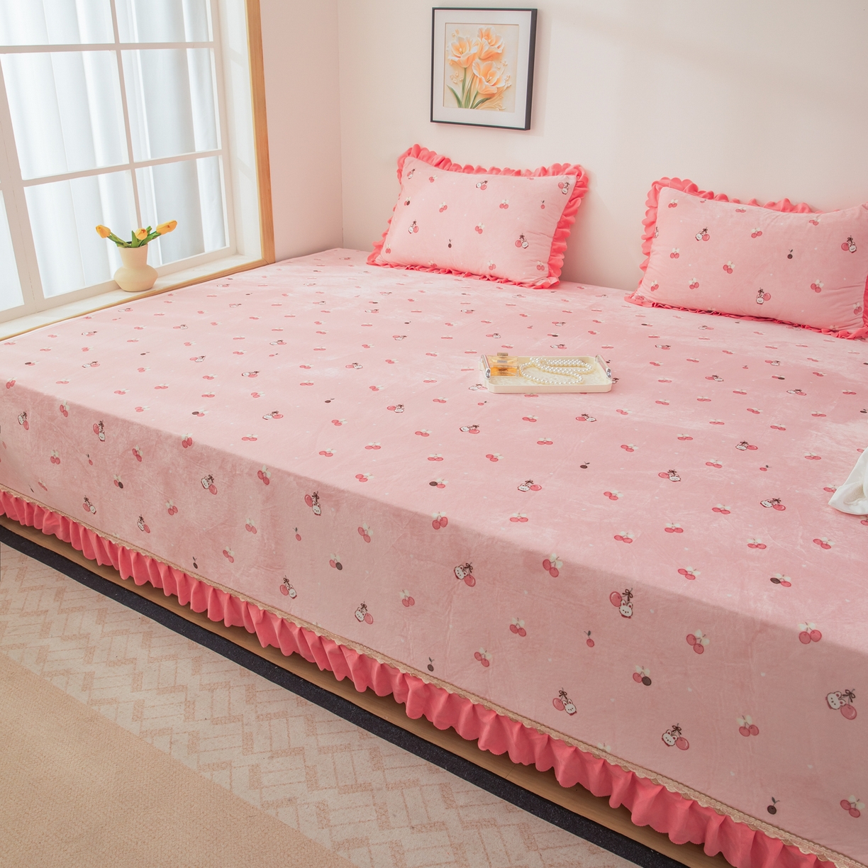 91家纺网 家纺一手货源 找家纺 手艺人家纺 2025新款宝宝绒复合牛奶绒炕盖 JHK68