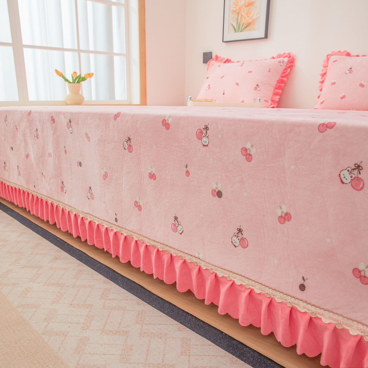 91家纺网 家纺一手货源 找家纺 手艺人家纺 2025新款宝宝绒复合牛奶绒炕盖 JHK68