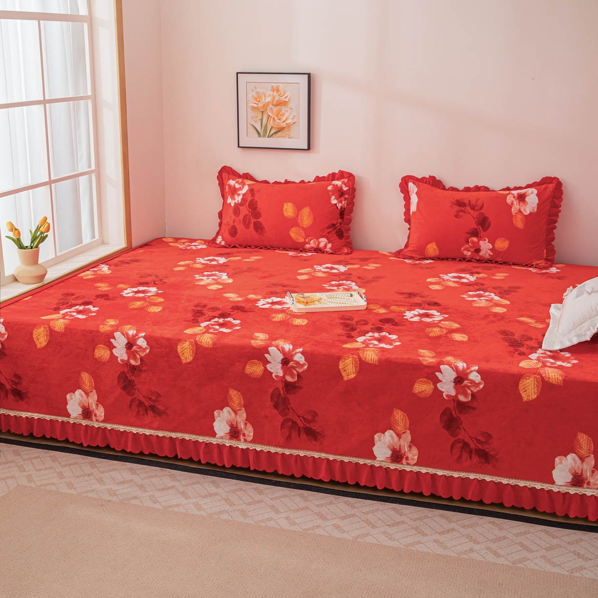 91家纺网 家纺一手货源 找家纺 手艺人家纺 2025新款宝宝绒复合牛奶绒炕盖 JHK61