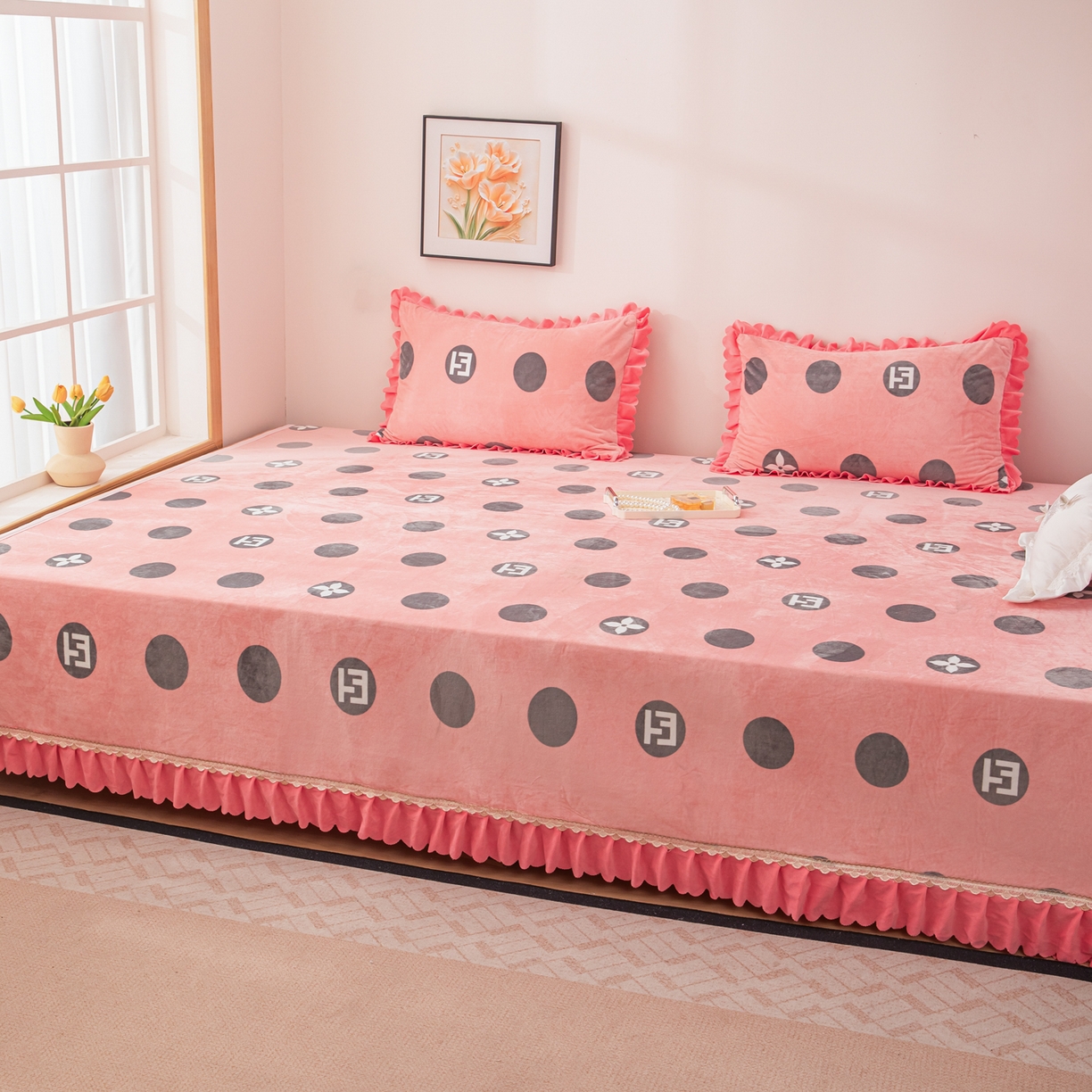 91家纺网 家纺一手货源 找家纺 手艺人家纺 2025新款宝宝绒复合牛奶绒炕盖 JHK67