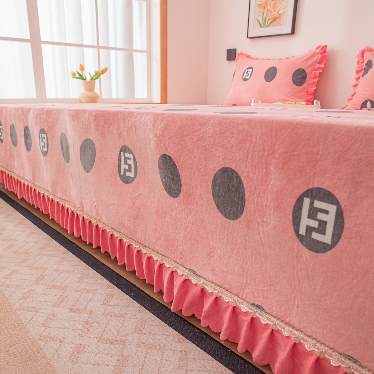 91家纺网 家纺一手货源 找家纺 手艺人家纺 2025新款宝宝绒复合牛奶绒炕盖 JHK67