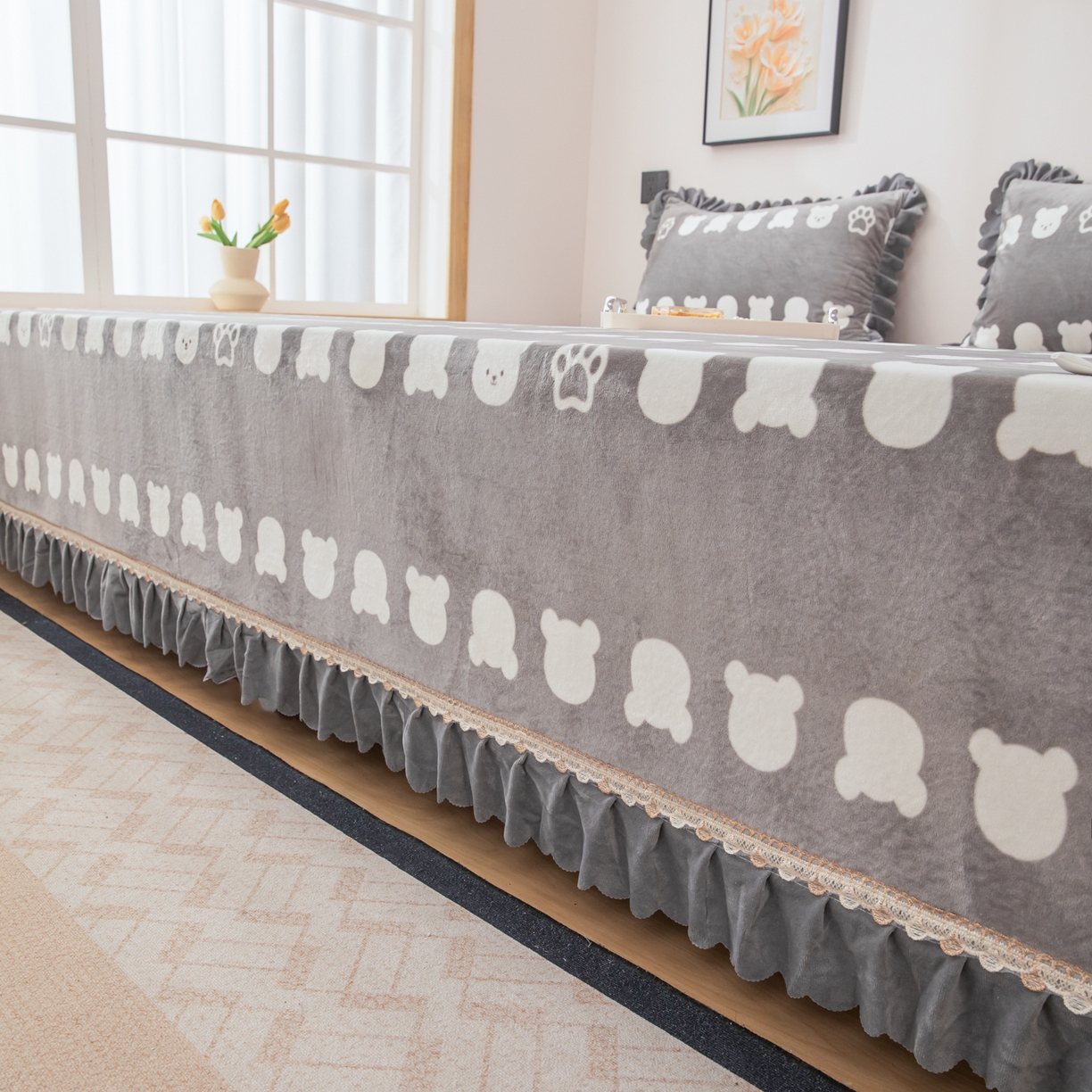 91家纺网 家纺一手货源 找家纺 手艺人家纺 2025新款宝宝绒复合牛奶绒炕盖 JHK62