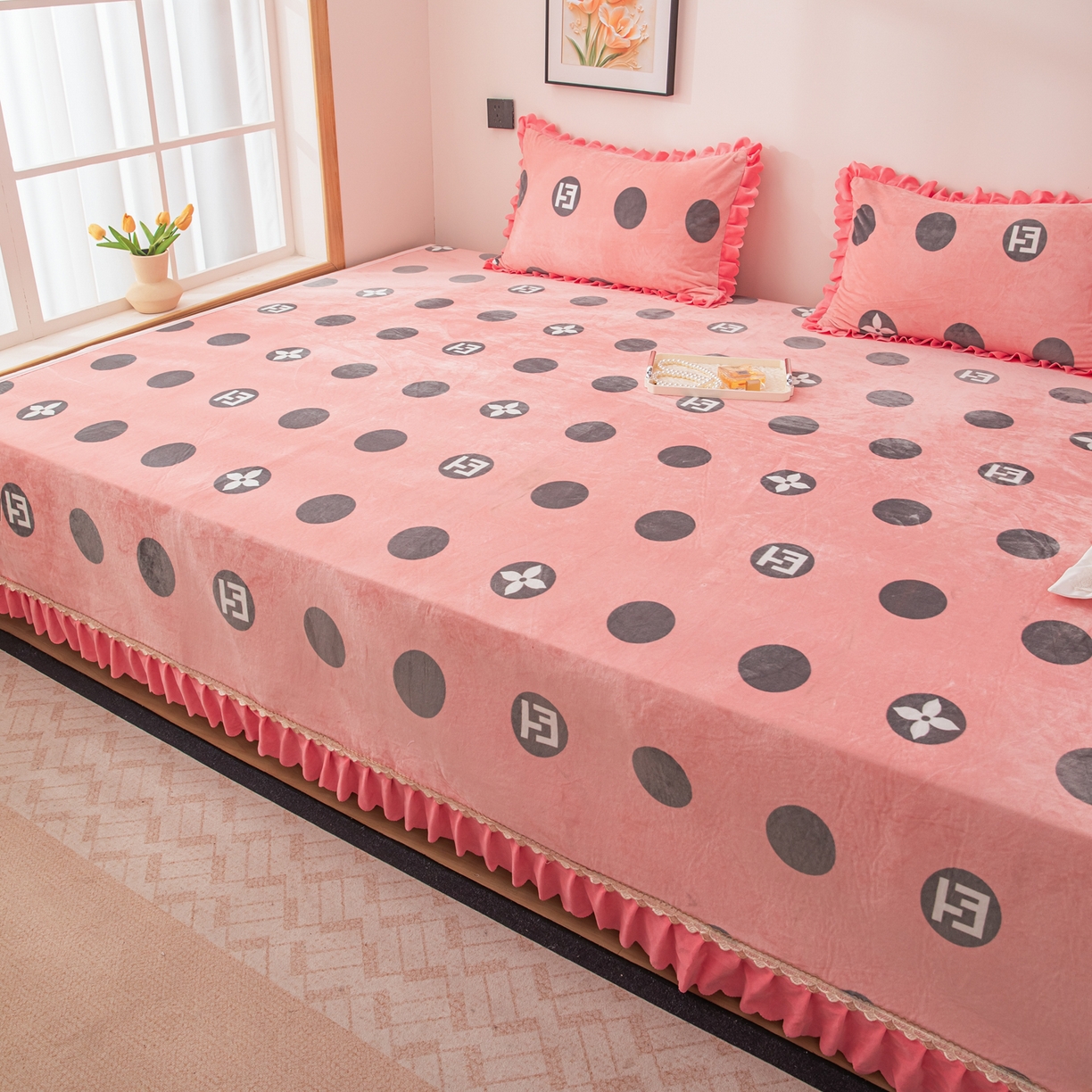 91家纺网 家纺一手货源 找家纺 手艺人家纺 2025新款宝宝绒复合牛奶绒炕盖 JHK67