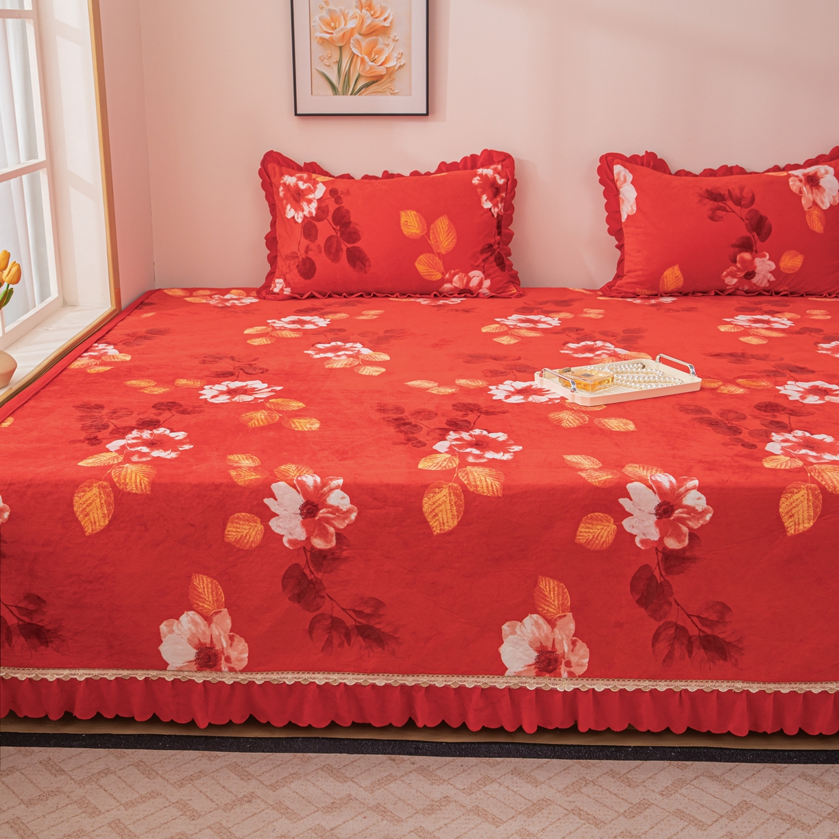 91家纺网 家纺一手货源 找家纺 手艺人家纺 2025新款宝宝绒复合牛奶绒炕盖 JHK61