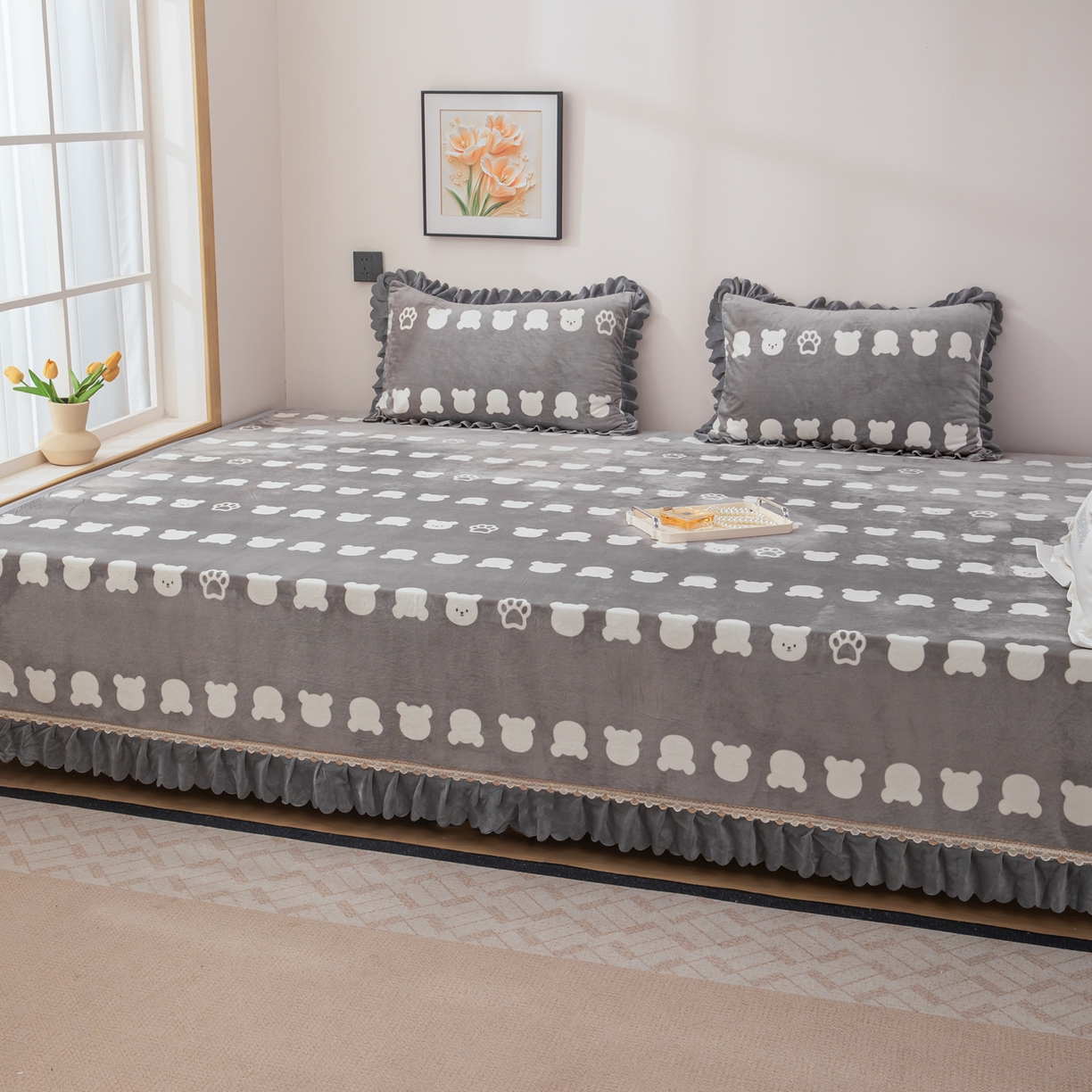 91家纺网 家纺一手货源 找家纺 手艺人家纺 2025新款宝宝绒复合牛奶绒炕盖 JHK62