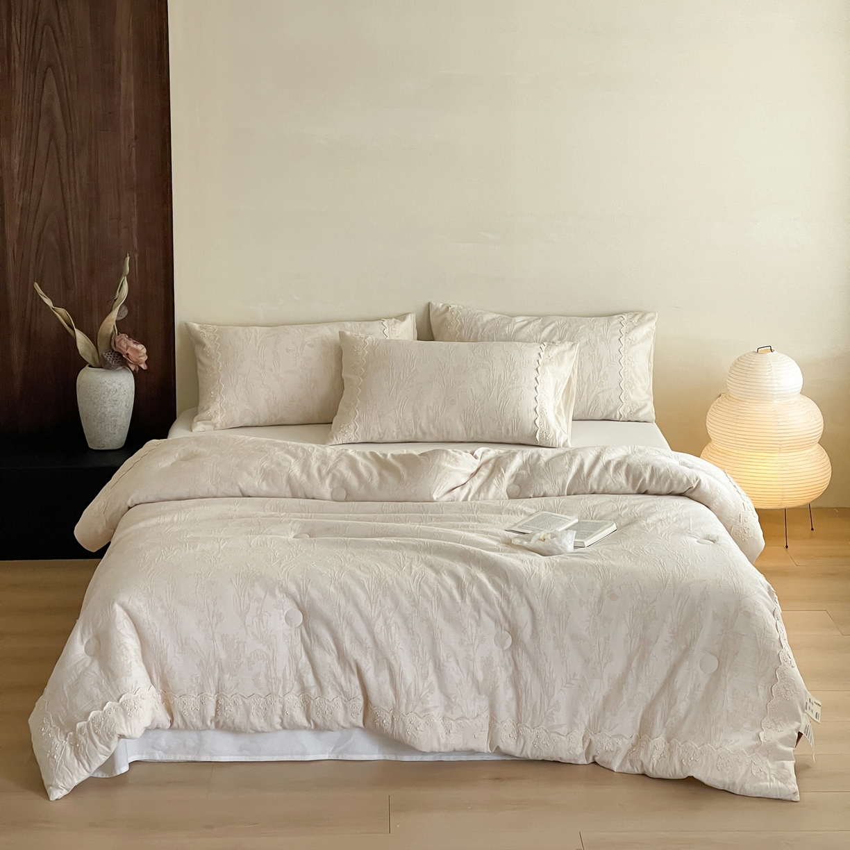 91家纺网 家纺一手货源 找家纺 一加一 2025新款亲肤柔软棉麻大提花大豆抗菌被子被芯 芙雪