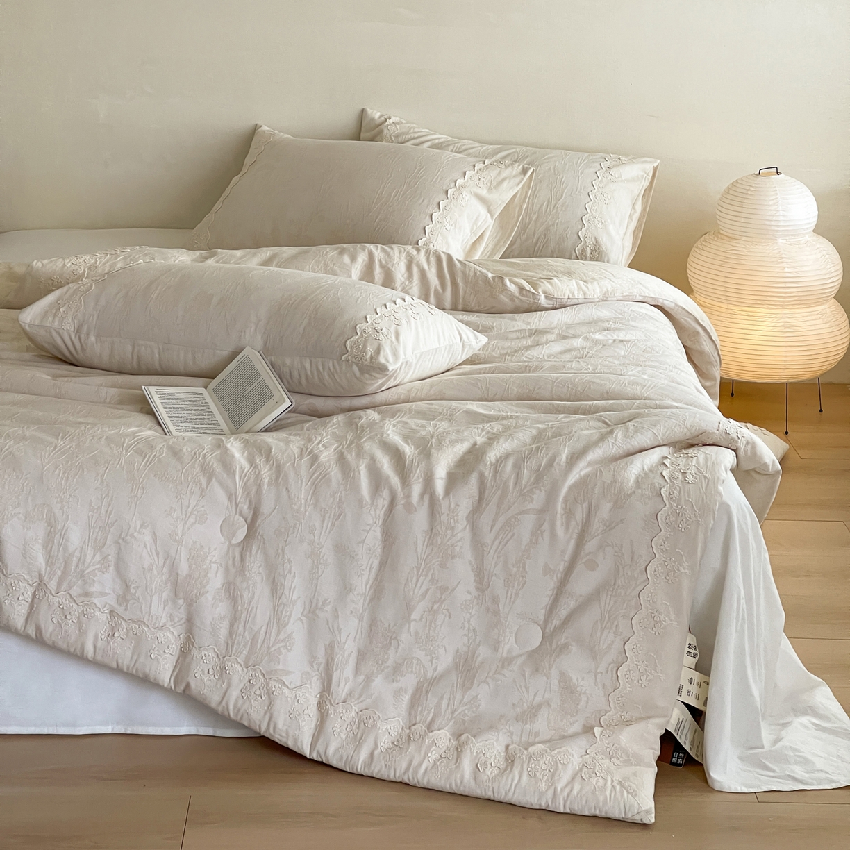 91家纺网 家纺一手货源 找家纺 一加一 2025新款亲肤柔软棉麻大提花大豆抗菌被子被芯 芙雪