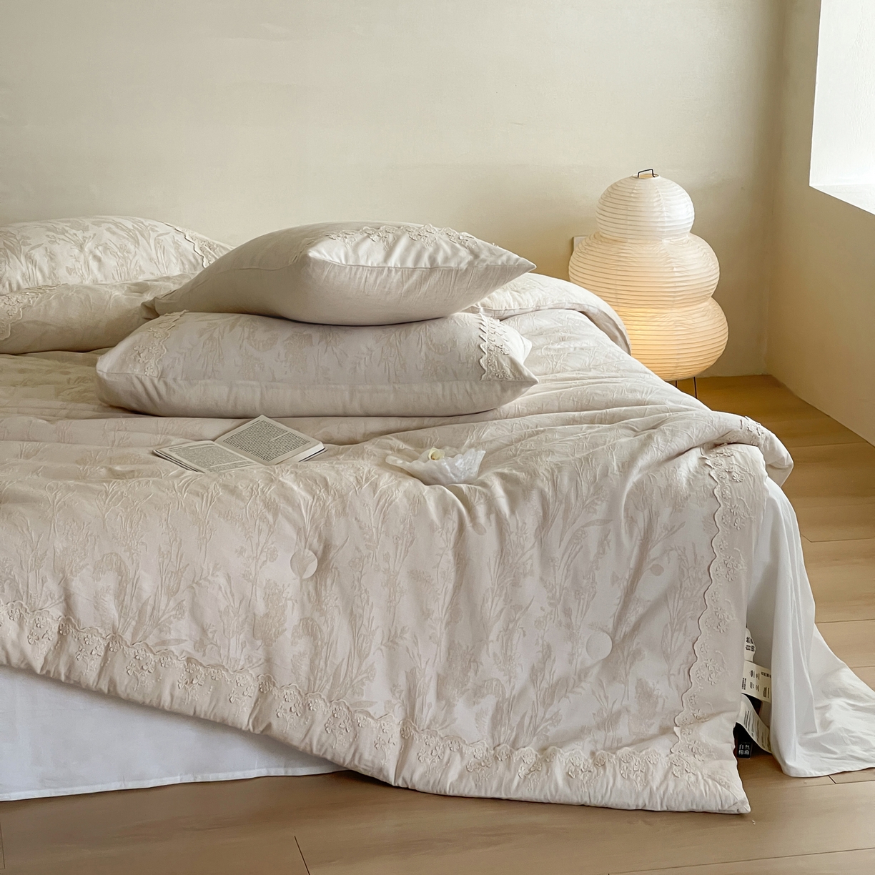 91家纺网 家纺一手货源 找家纺 一加一 2025新款亲肤柔软棉麻大提花大豆抗菌被子被芯 芙雪