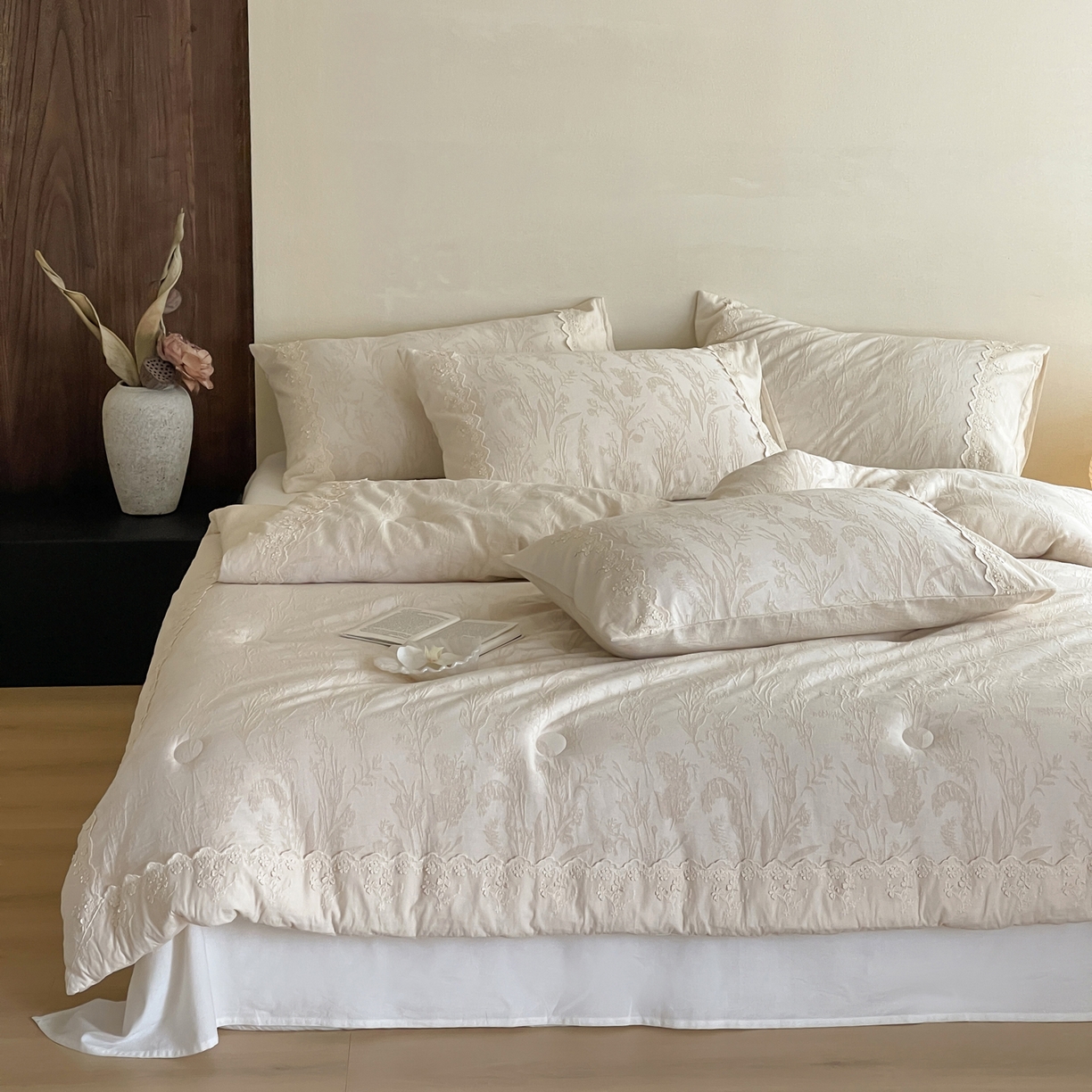 91家纺网 家纺一手货源 找家纺 一加一 2025新款亲肤柔软棉麻大提花大豆抗菌被子被芯 芙雪