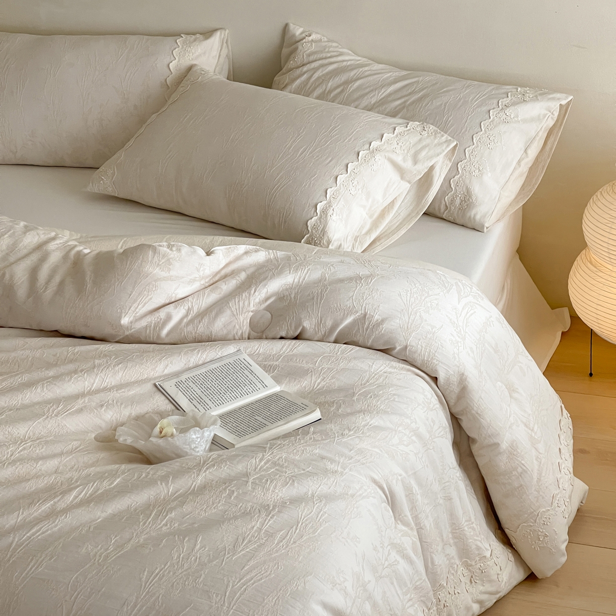 91家纺网 家纺一手货源 找家纺 一加一 2025新款亲肤柔软棉麻大提花大豆抗菌被子被芯 芙雪