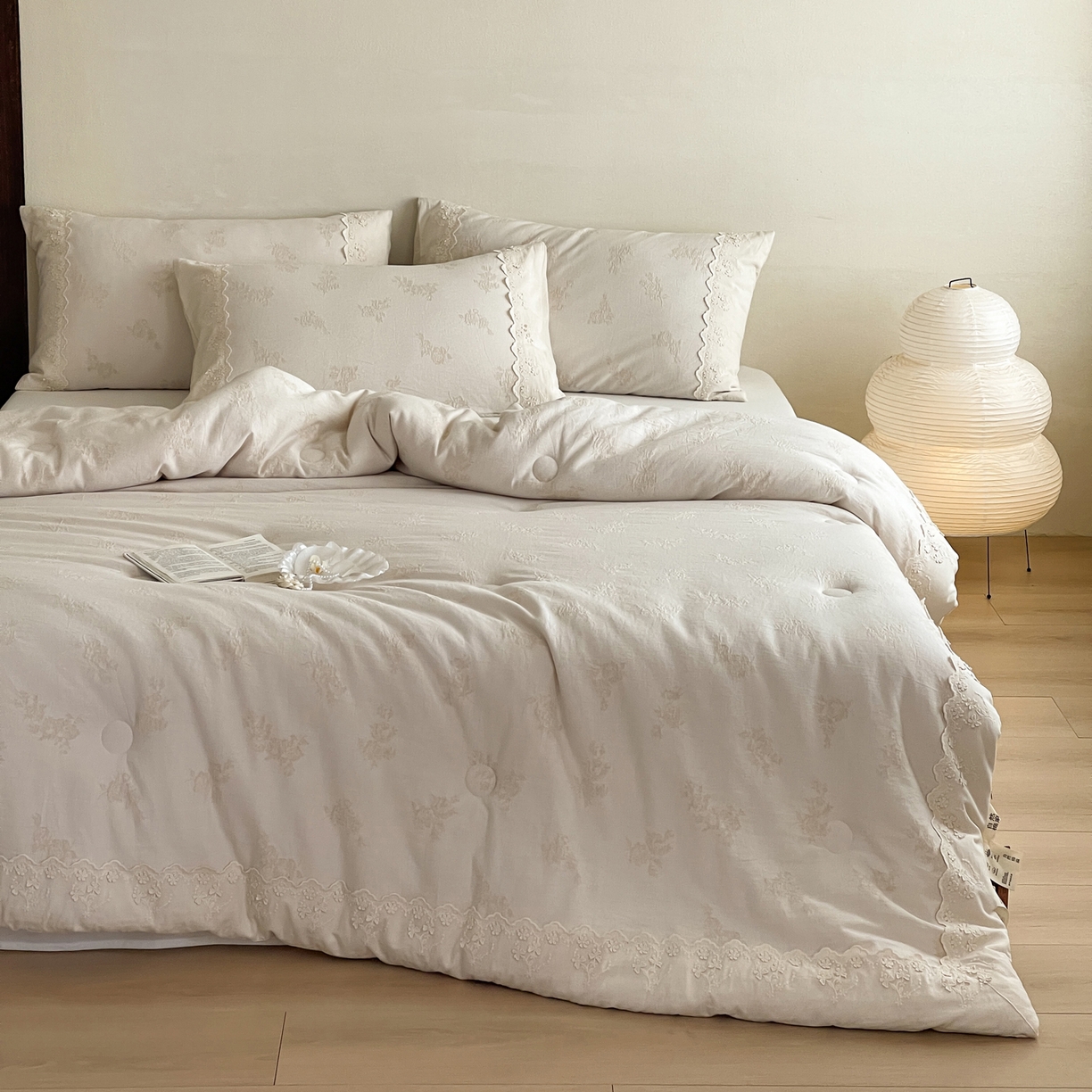 91家纺网 家纺一手货源 找家纺 一加一 2025新款亲肤柔软棉麻大提花大豆抗菌被子被芯 初朵