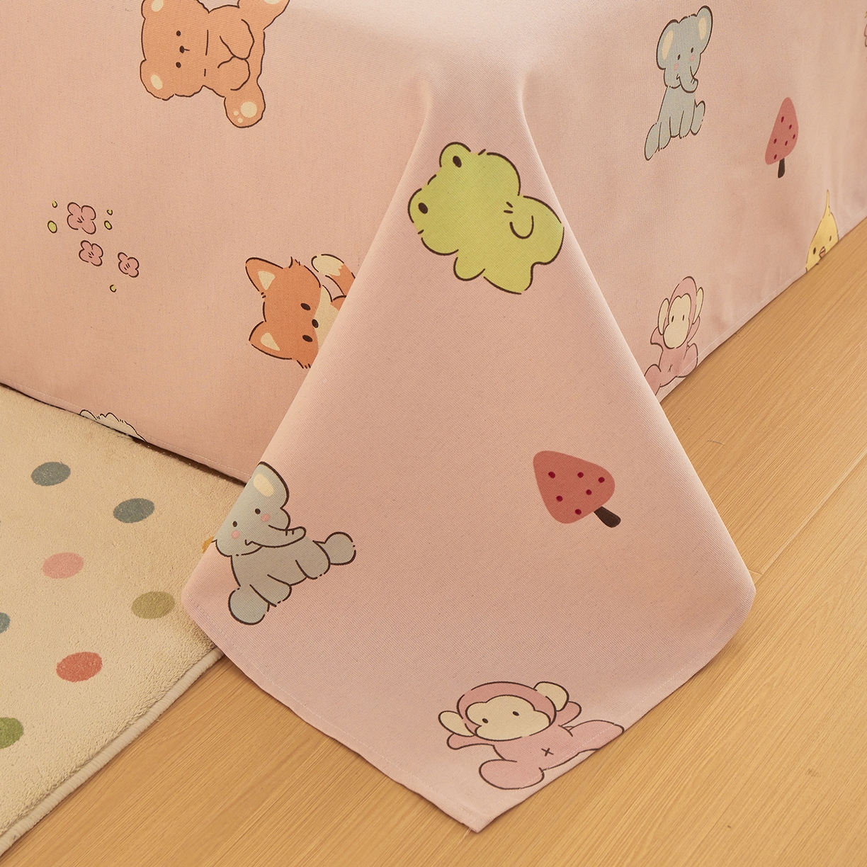 91家纺网 家纺一手货源 找家纺 青泽家纺 2025新款原棉标老粗布系列床单三件套 粉色乐园