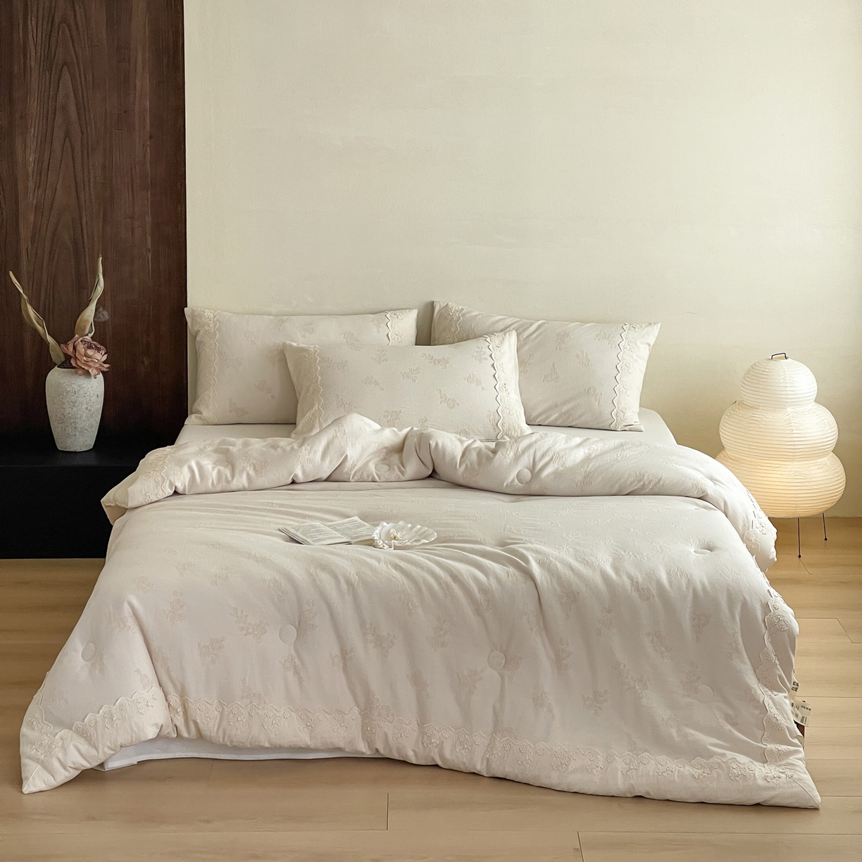 91家纺网 家纺一手货源 找家纺 一加一 2025新款亲肤柔软棉麻大提花大豆抗菌被子被芯 初朵