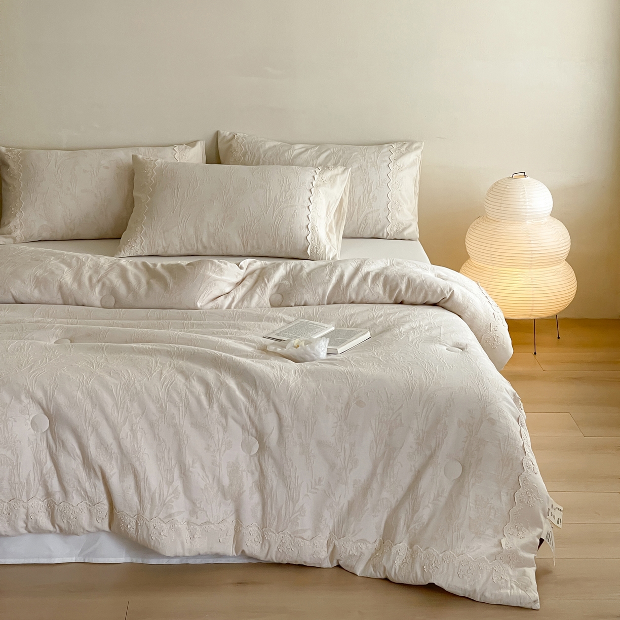 91家纺网 家纺一手货源 找家纺 一加一 2025新款亲肤柔软棉麻大提花大豆抗菌被子被芯 芙雪