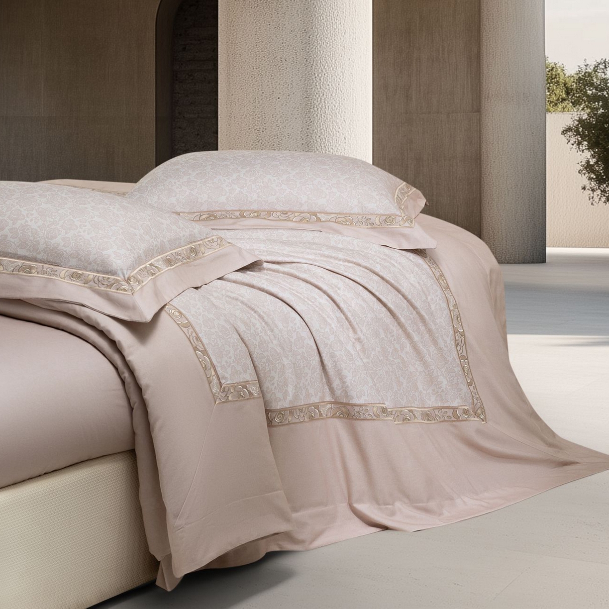 91家纺网 家纺一手货源 找家纺 高大尚婚庆馆 2025新款长绒棉磨毛四件套-玫瑰有约 玫瑰有约-卡其色