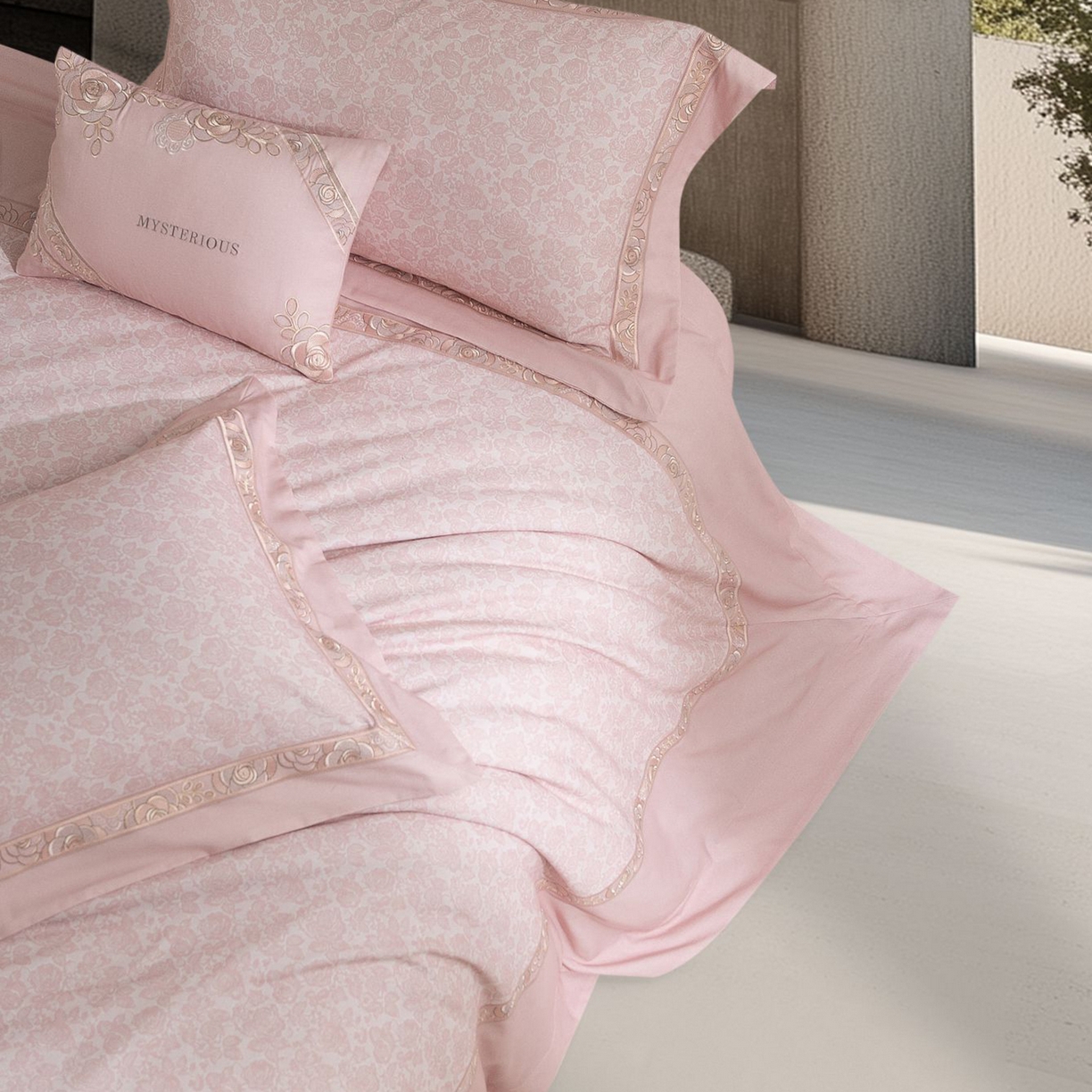 91家纺网 家纺一手货源 找家纺 高大尚婚庆馆 2025新款长绒棉磨毛四件套-玫瑰有约 玫瑰有约-樱花粉