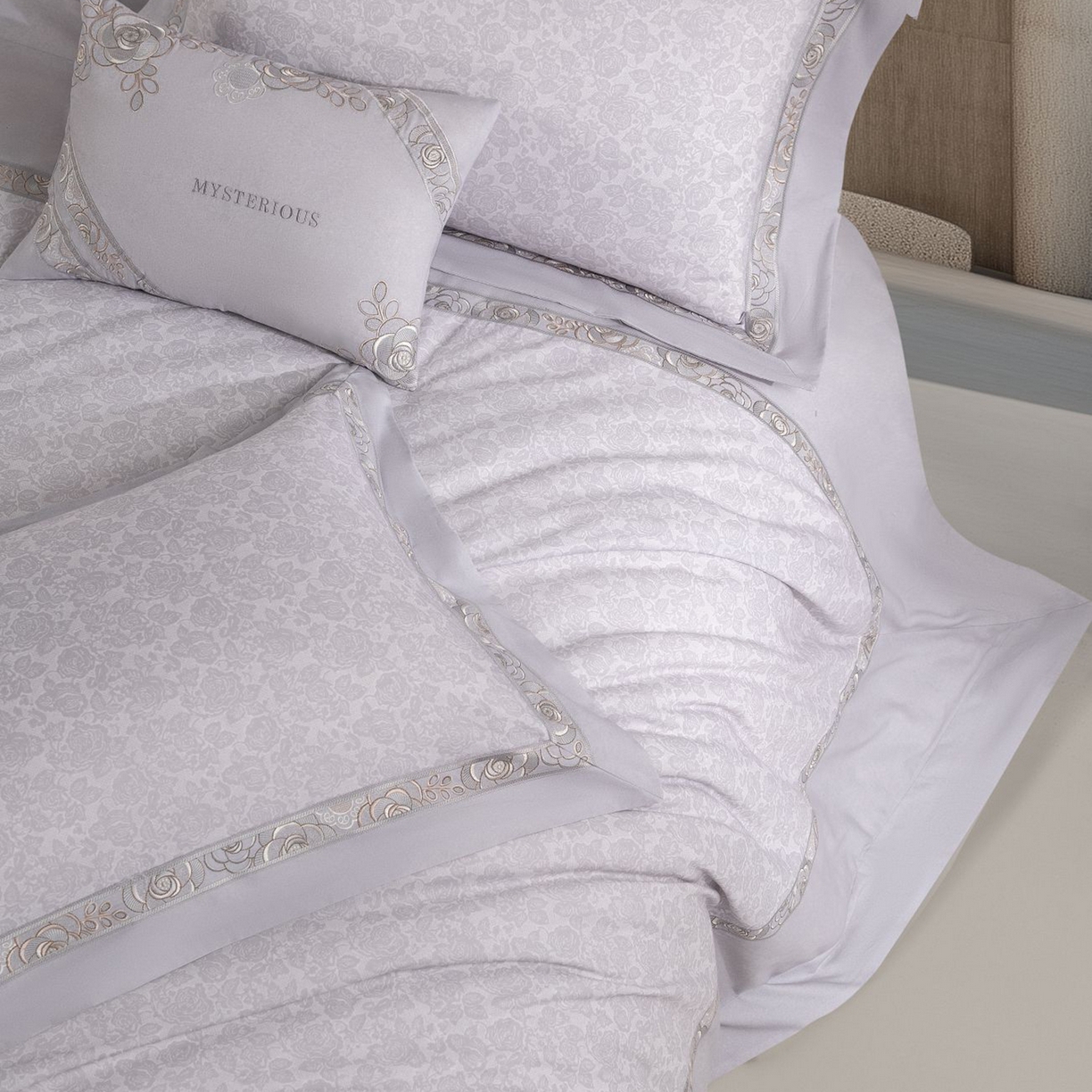 91家纺网 家纺一手货源 找家纺 高大尚婚庆馆 2025新款长绒棉磨毛四件套-玫瑰有约 玫瑰有约-绅士灰